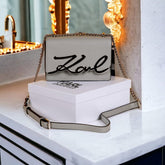 Karl Lagerfeld K Signature Cross Body Shoulder Bag With OG Box & Dust Bag (L Grey - 667)